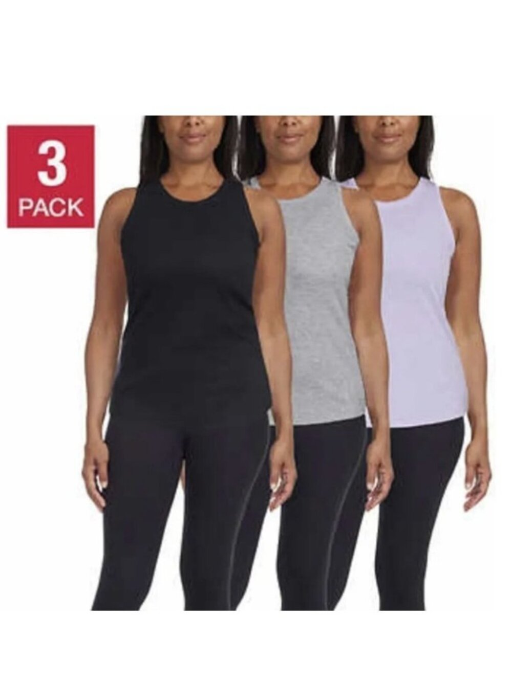 Danskin Womens Tank Top New Ribbed Racerback Gray Violet Black Size S 3 Pack